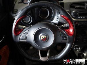FIAT 500 Steering Wheel Trim - Lateral Side Trim Set - Carbon Fiber - Red Candy